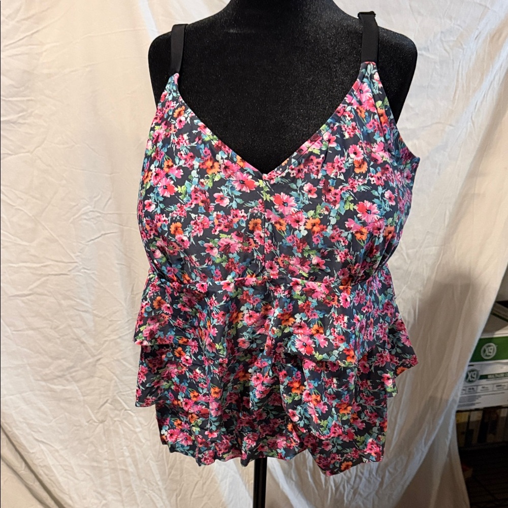 Floral Tankini  Top - Pink Multi